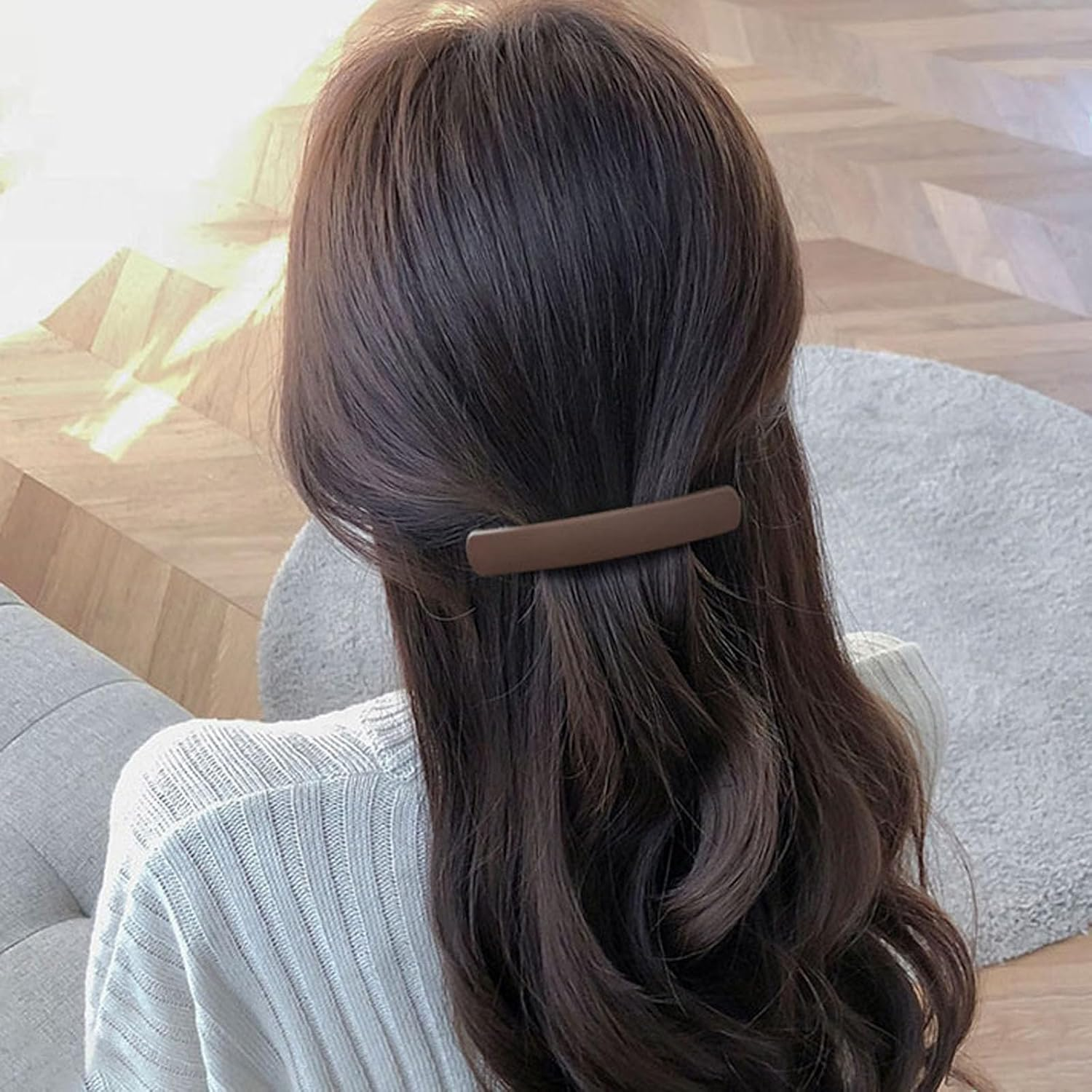 Hair Slides Hair Barrettes for Women,6 Pcs French Hair Clipscolored Hair Barrettes Flat Hair Barrettes Automatic Barrette Hair Clips for Women Thick Fine Hair image number 5