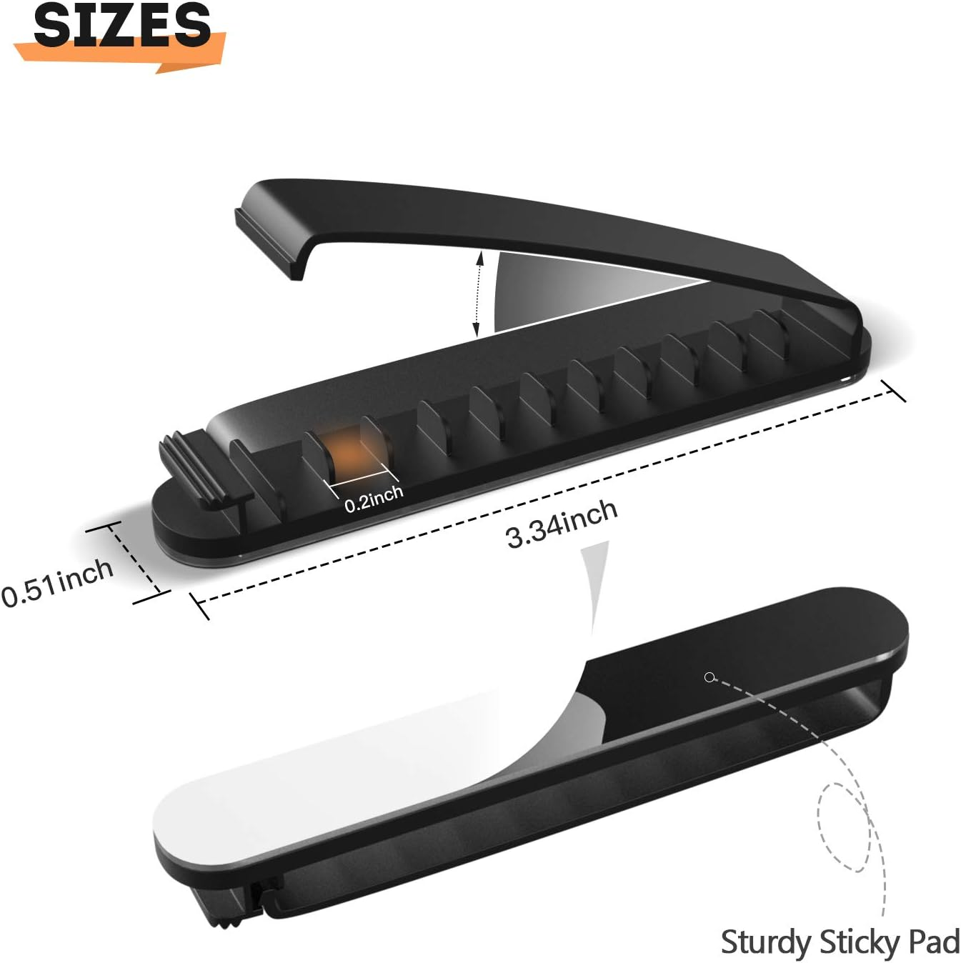 PZOZ Cable Holder Clips - 3 Pack Cable Management Wire Cord Organiser for Organizing Charging Cable Power Cord PC Desk Home, Self Adhesive Cord Organizer Home Office Accessories (Black)