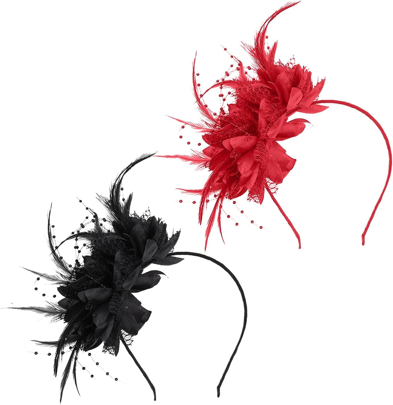 2 Pieces Feather Hair Band, Retro Headband, Elee Hair Accessories for Women, Clothing Accessories, Suitable for Parties, Weddings, Dance Parties image number 1