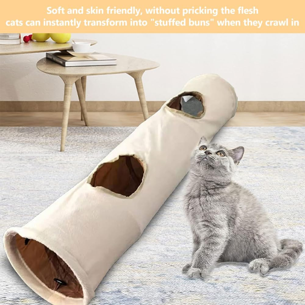 Kitten Tunnel,Cat Tunnel,Collapsible Kitty Interactive Tool,Foldable Cat Tube, for Indoor Cats,Oxford Cloth Warm,Tube- for Cat, Puppy, Rabbit,Let Kitten Experience Self Entertainment image number 3