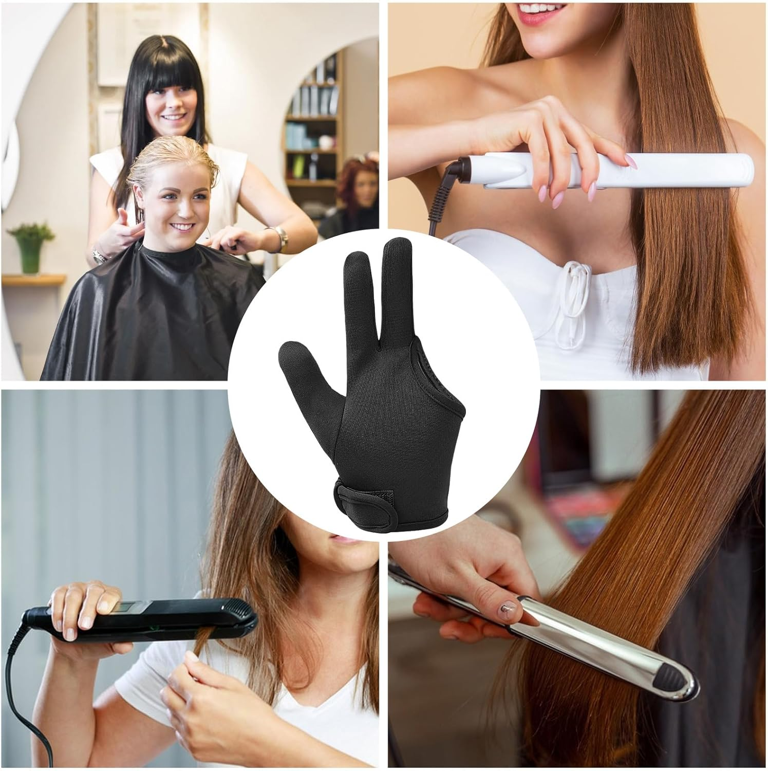 Curling Wand Gloves - 3 Finger Heat Resistant Elastic Mittens Gloves | Machine Washable Comfortable Professional Hair Styling Tools for Hair Straighteners