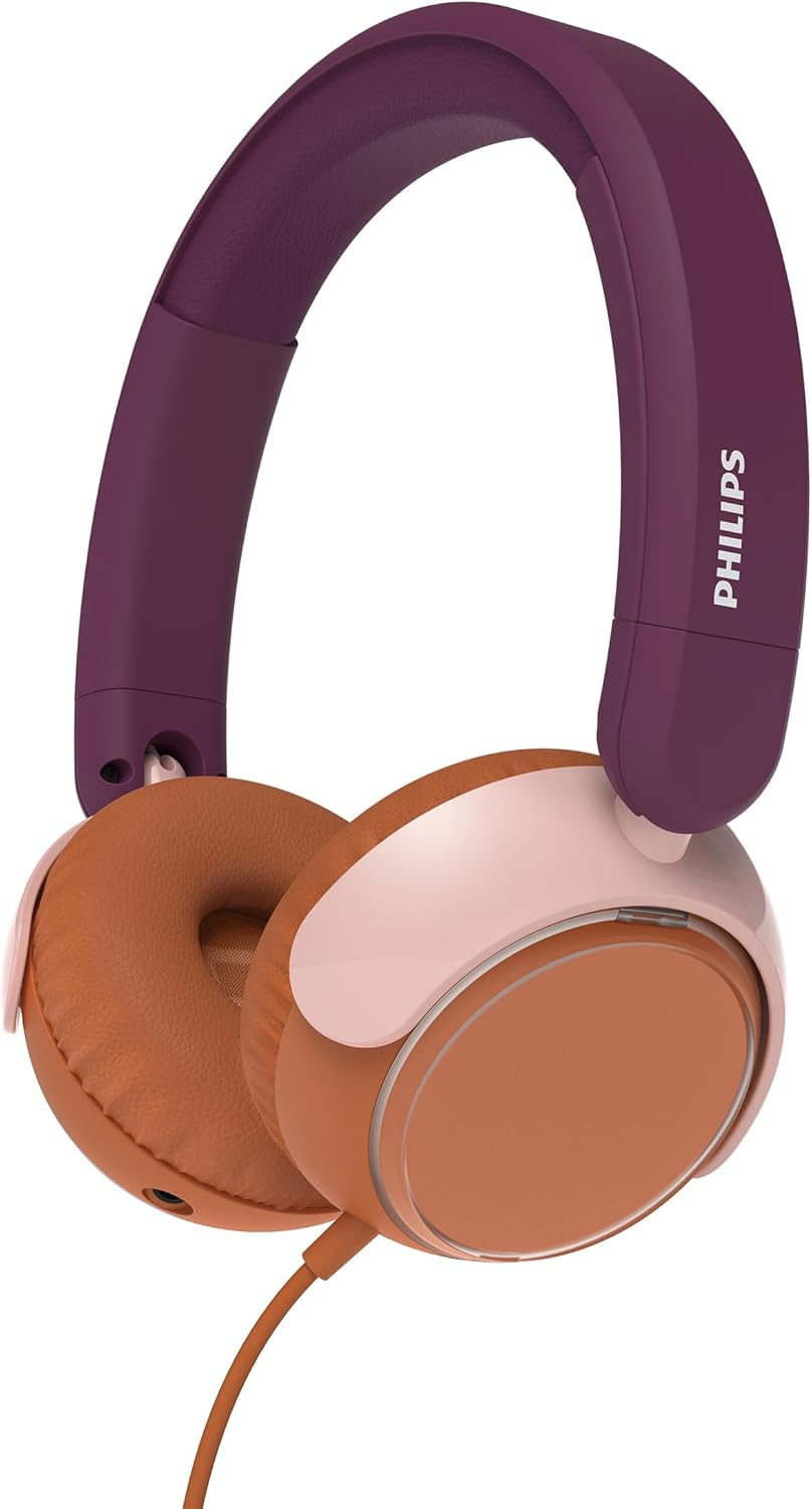 Philips TAK2000MP 2000 Series on Ear Wired Kids Foldable Headphones - Volume Limited, Audio Sharing, 3.5Mm and USB-C Cable Included - Magenta Purple image number 6