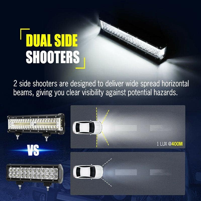 AIMALL 12-Inch CREE LED Light Bar with Side Shooter Combo Beam, 11,000LM Off-Road Driving Work Light, IP67 Waterproof for 4WD Truck, ATV, UTV image number 3