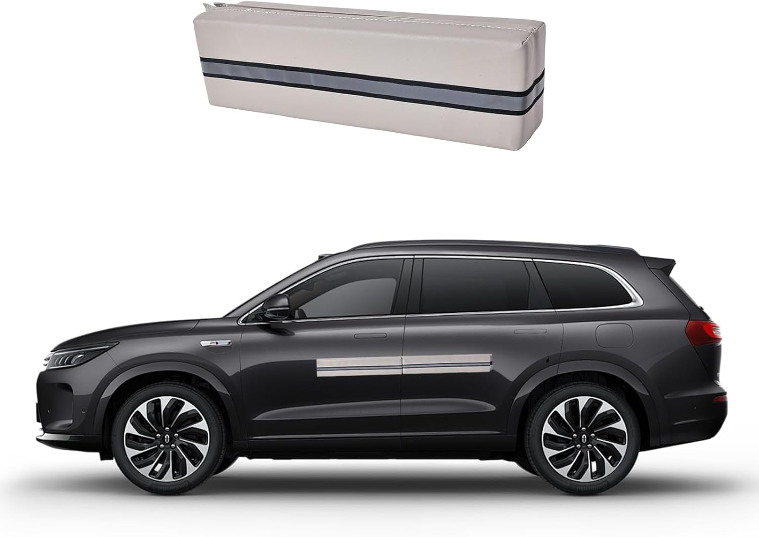 Car Door Dent Protectors Compatible with Steel or Aluminum Door-Removable Protector Made with PU Leather and Built in Magnets and Suction Cups Suitable for All Types of Frame (1, Black)