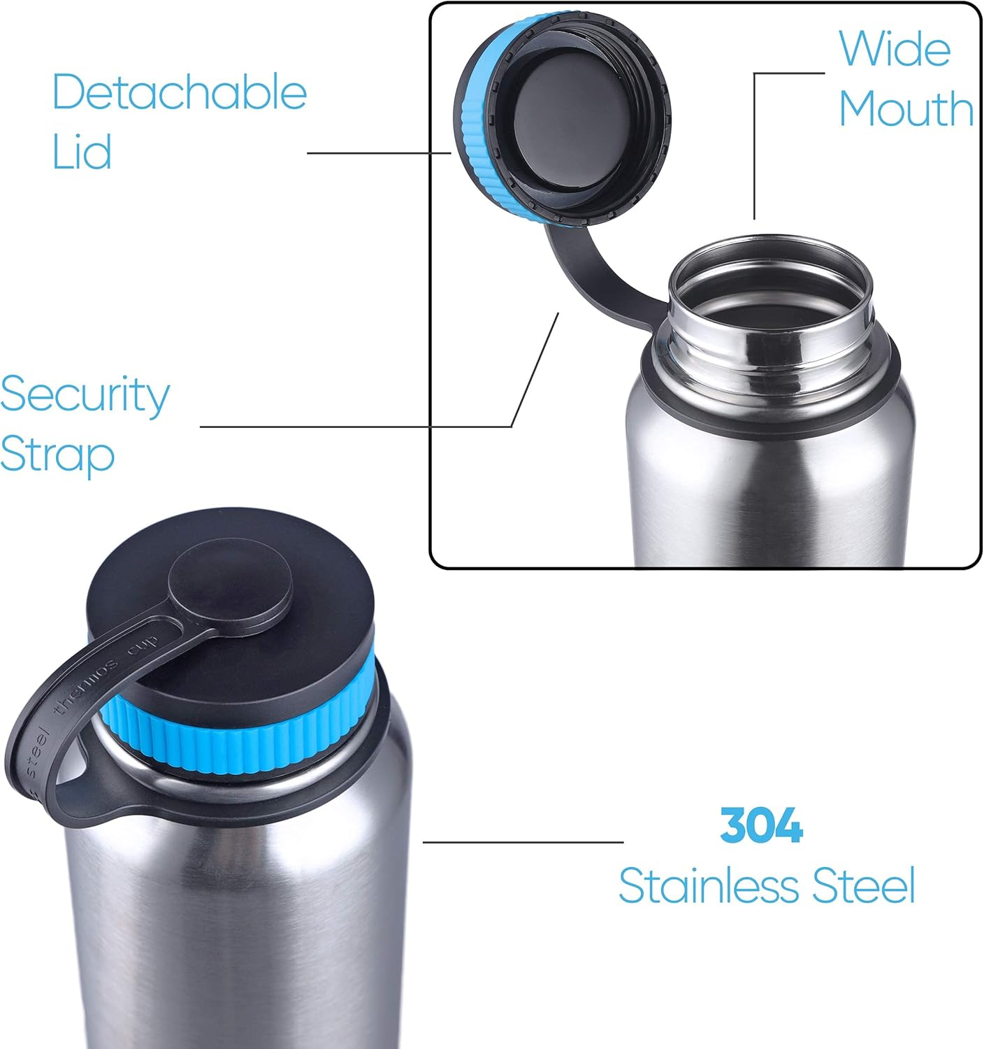 Gearland Canteen Stainless Steel Water Bottle with Nested Camping Cup and Lid for Bug Out Bag, Bushcraft Gear, Metal Canteen with a Wide Mouth Water Bottle and Mess Kit image number 2