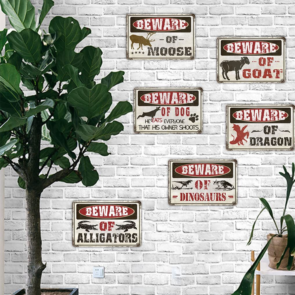 MLOVOS Metal Sign Warning the Alligator Signs Beware of Alligator for Yard Fence Garage Cave Home Wall Funny Decor Retro Tin Sign 8X12 Inches image number 7