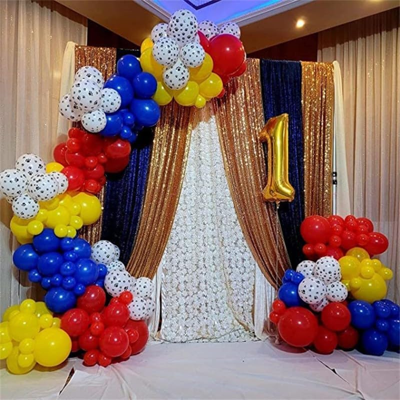 PEKGLOW 119 Pcs Dog Paw Balloon Garland Dog Paw Party Decorations Red Yellow Blue Balloon Garland Arch Kit Red Yellow Blue Balloons Paw Balloons for Boys Paw Dog Patrol Birthday Party Decorations
