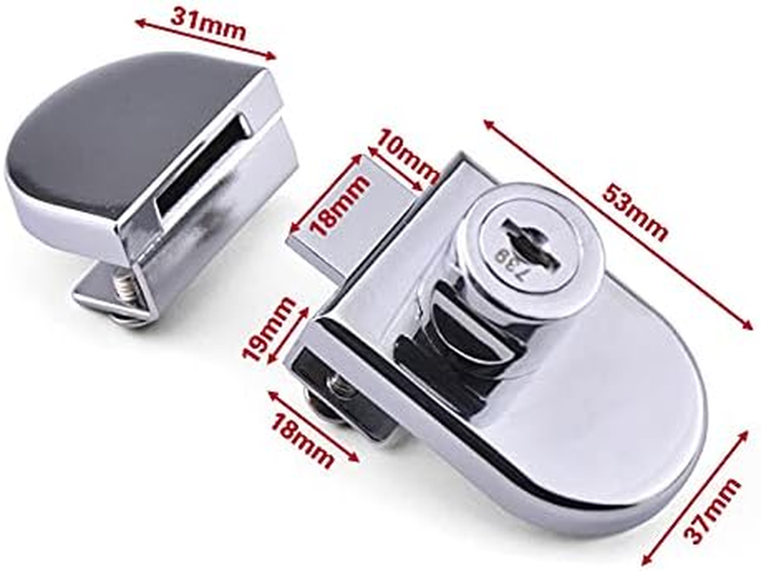 Glass Door Lock, Cabinet Cupboard Lock Double Door Security Lock with Keys for Home Hotel Bathroom Showcase (One for All Keys) image number 4