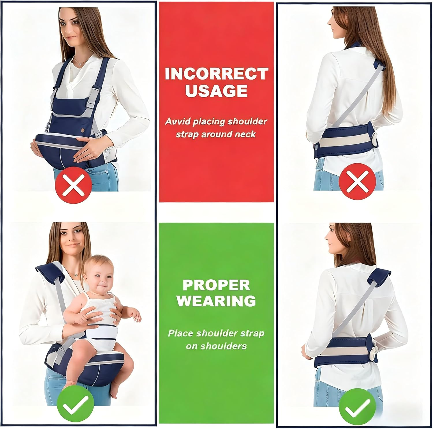 Baby Hip Seat Carrier Baby Waist Stool for Child Infant Toddler with Adjustable Strap Buckle Pocket Soft Inner Huge Storage image number 5