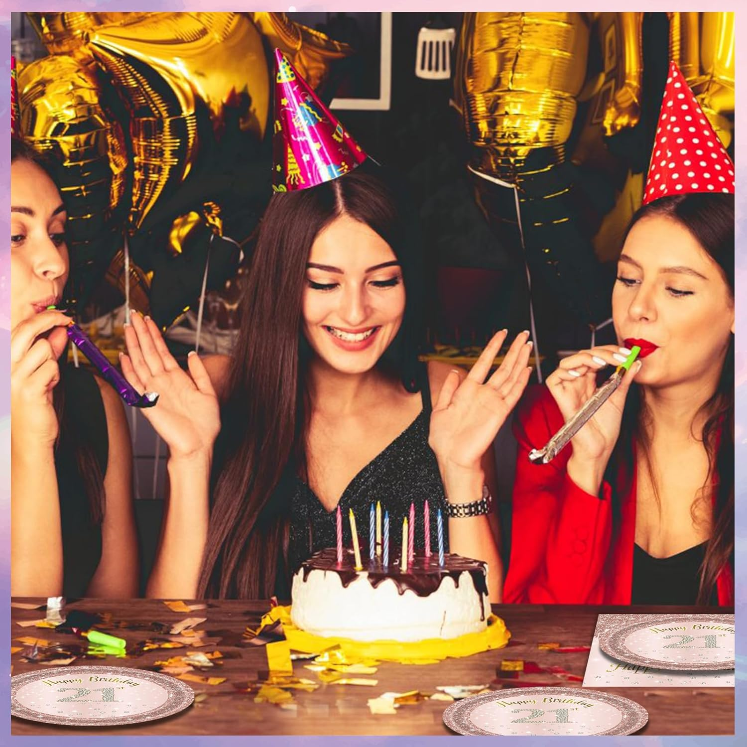 21St Birthday Rose Gold Party Supplies Rose Gold Birthday Supplies Plates and Napkins Happy 21 Birthday Disposable Tableware Party Supplies for Girls Women - 10Th image number 6