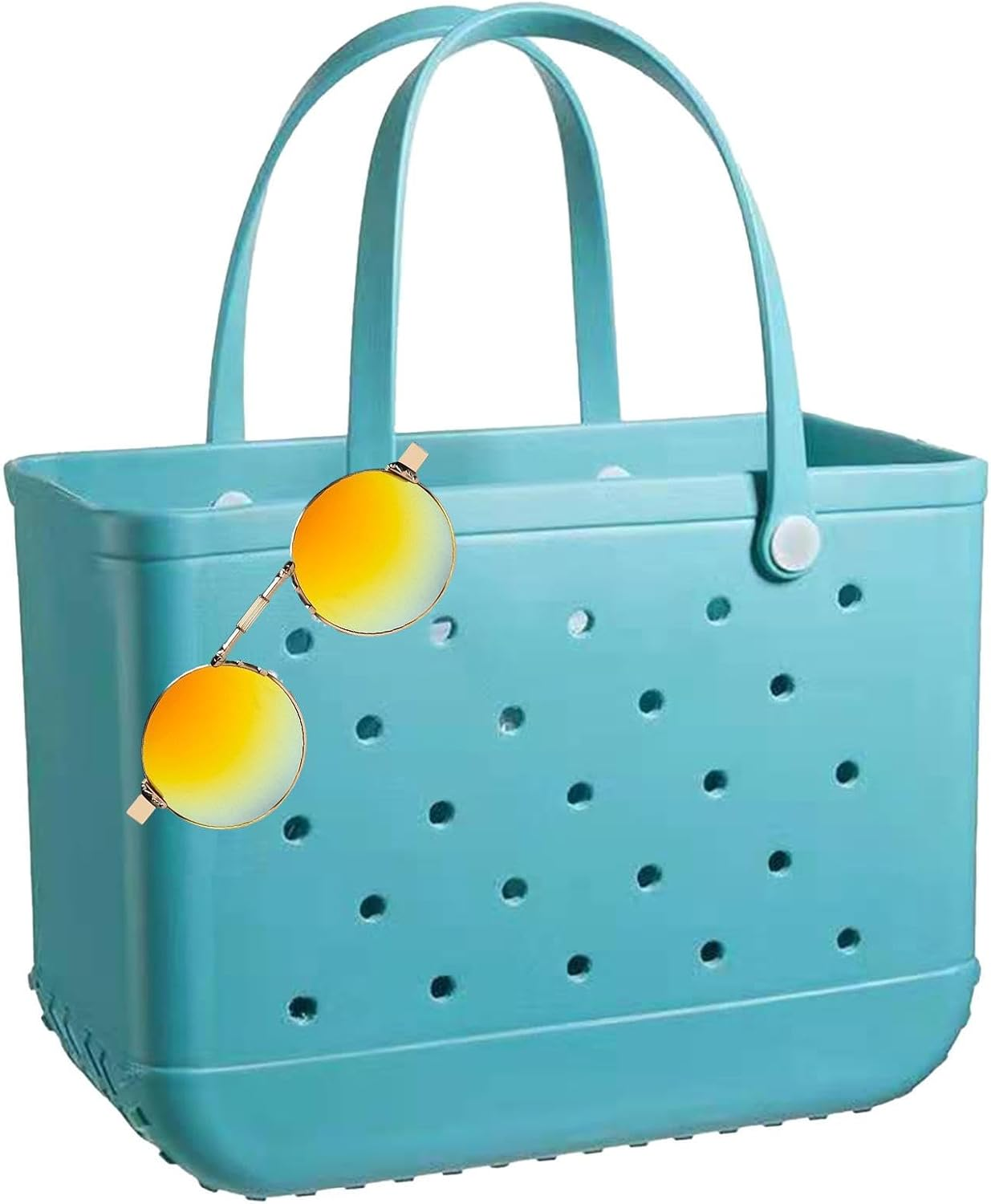 Large Beach Tote | Waterproof Washable Rubber Tote Bag with Holes | Stylish Women Hand Bag for Beach Pool Gym Sports Shopping image number 2