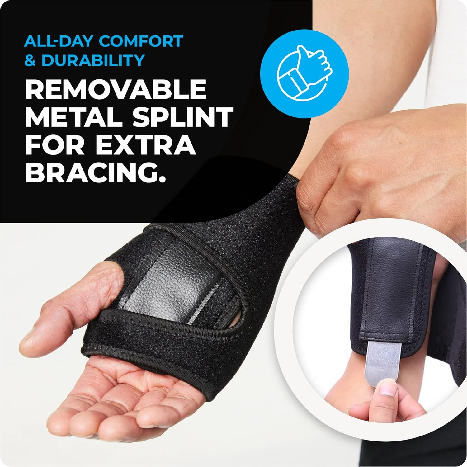 VITTO Wrist Brace - Wrist Support for Arthritis, Carpal Tunnel, Sprain, Fracture - with Removable Metal Plate - Unisex Wrist Splint for Day or Night Use (Right Hand, S/M) image number 6