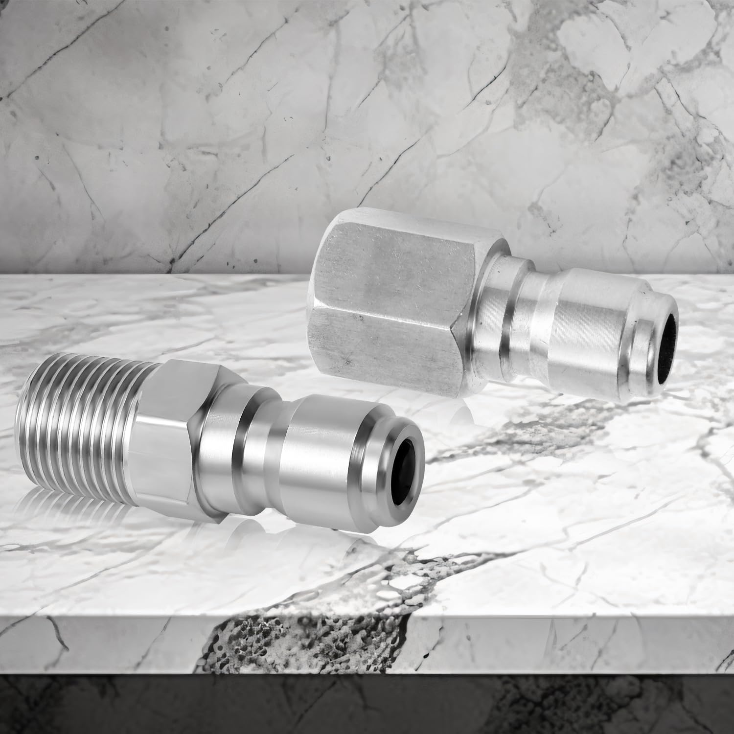 NQEUEPN 2Pcs Fast Connect Pressure Washer Fittings, Stainless Steel Pressure Water Gun Connectors 1/4 Fast Connect Plug(Internal Thread, External Thread)
