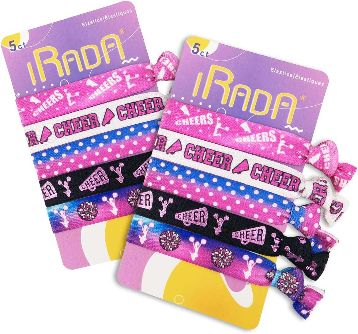 10Pcs Elastic Hair Ties for Girls Women Cute Ribbon Ponytail Holders No Damage Knotted Hair Bands-Cheer Hair Tie