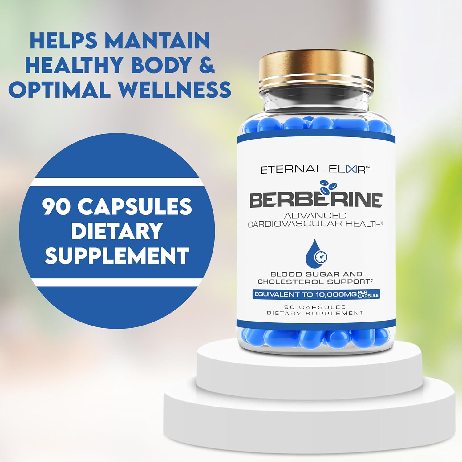Eternal Elixir Advanced Berberine Capsules - 10,000Mg Equivalent - 90 Capsules - Dietary Supplements for Blood Sugar & Cholesterol Support - Gluten-Free and Sugar-Free Berberine Supplement" image number 1
