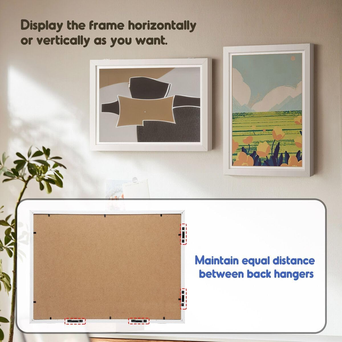 Luxsuite 4 Pack Kids Art Frames Wooden Artwork Frames White Front Opening Children Picture Storage Frame Wall Holds 50-150Pcs Horizontal and Vertical Picture Display for Crafts Art Projects Drawing 3D Artwork White image number 6