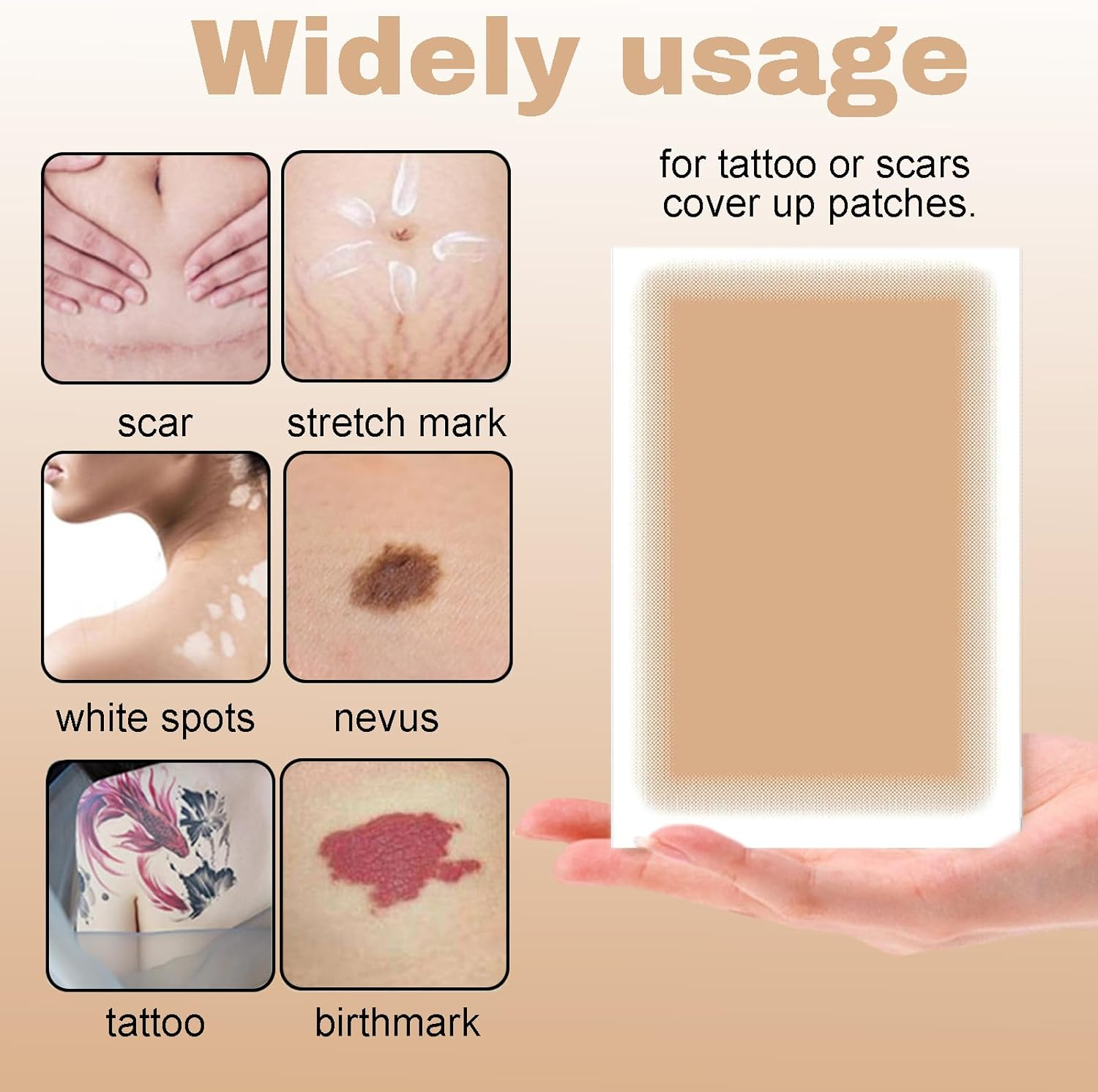 Hrenvaxil 8PCS Tattoo Cover Up, Tattoo Cover up Patch, Tattoo Paper, Natural Looking, Invisible Waterproof Body Concealer Makeup Sticker (Natural) image number 1