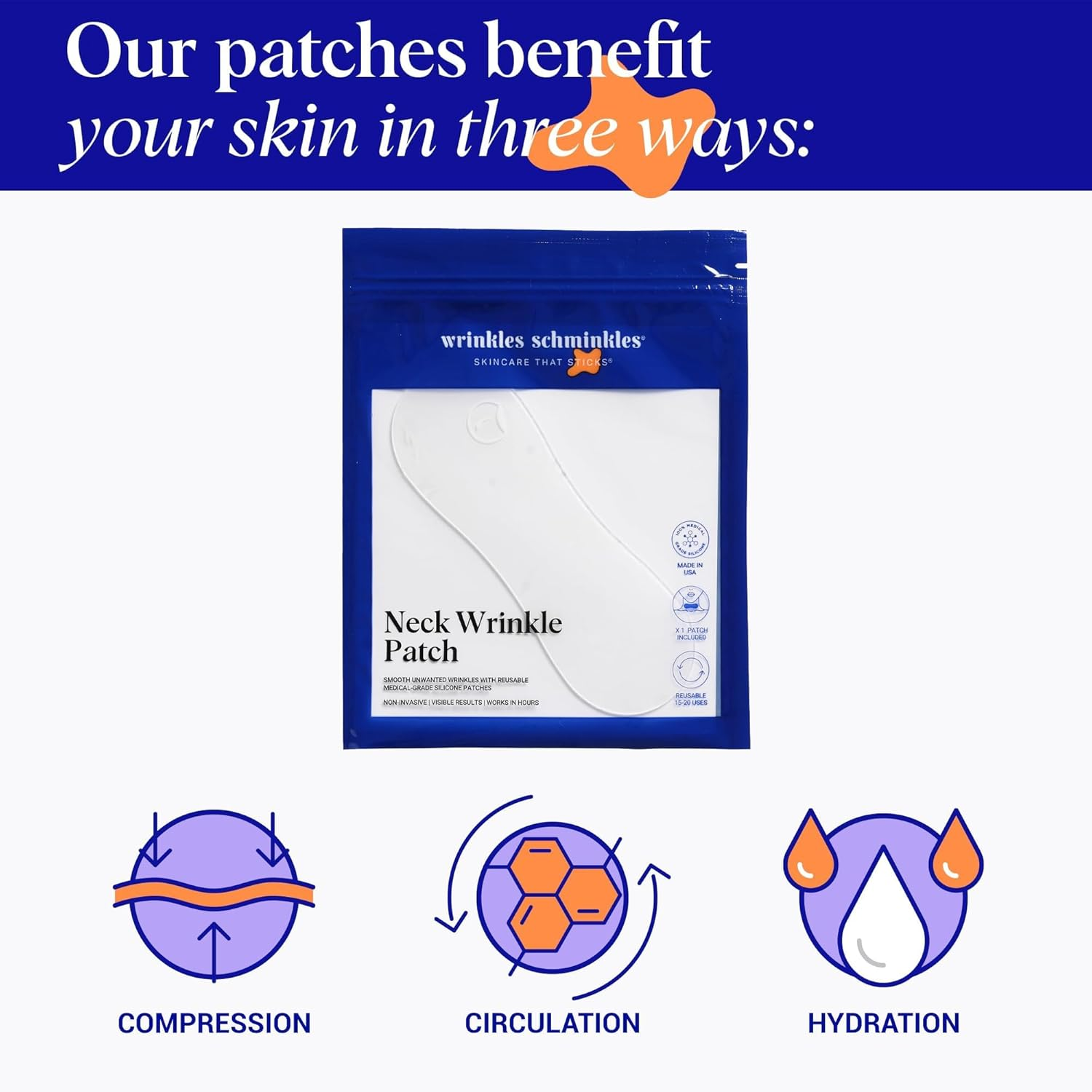 Wrinkles Schminkles Neck Wrinkle Patch - Reusable Silicone Smoothing Pads, Sensitively Formulated Wrinkle Patches. Reduce Wrinkles - Innovative Wrinkle Treatment - Targeting Neck Wrinkles (1 Pack)