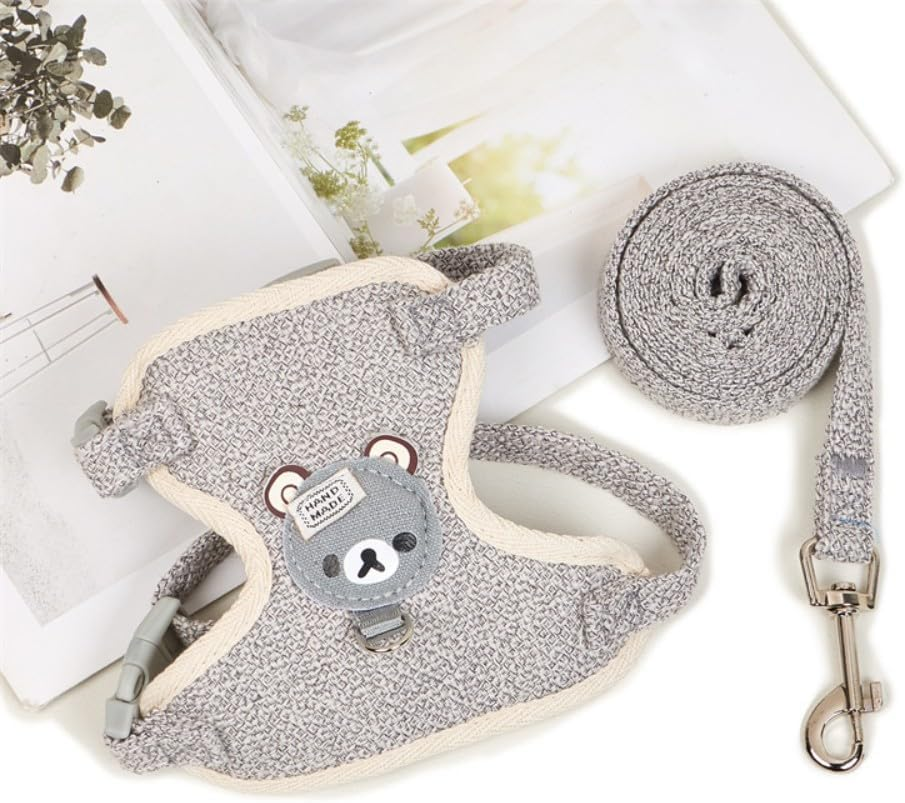 Norhogo Rabbit Harness, Adjustable Rabbit Lead, Rabbit Harness Accessories for Rabbits, Cats, Small Animals, 27-35 Cm, 1.20 M (S, Grey) image number 5