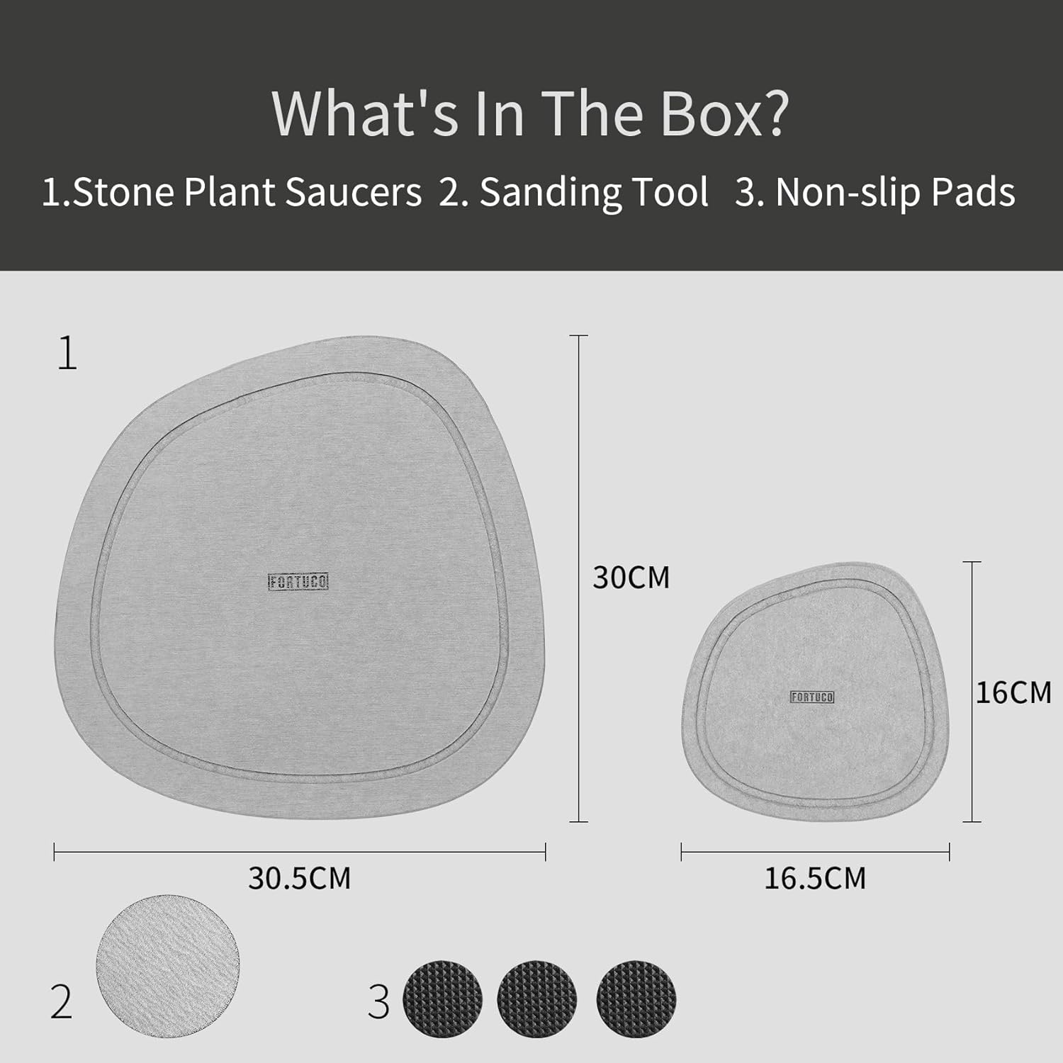 Stone Plant Saucers | Premium Diatomite | Water-Absorbent Planter Trays for Indoor Plants | Flower Pot Saucers | Plant Pot Plate & Drip Tray for Drainage | 2 Pack | Ash image number 6