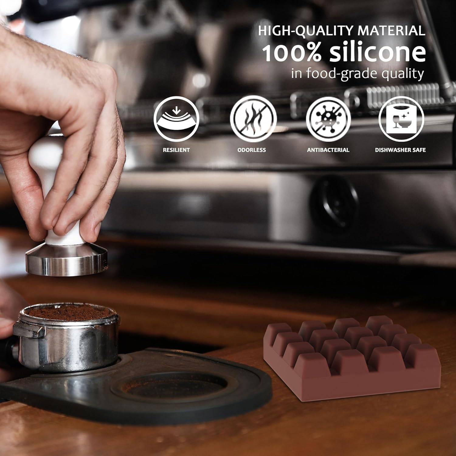 KYONANO Espresso Accessories - Espresso Tamper Stand - Reusable Silicone Espresso Mat - Coffee Tamper Holder for 51Mm/53.3Mm/58.5Mm Tamper - Espresso Mechine Accessories for Barista, Home, Cafe image number 4