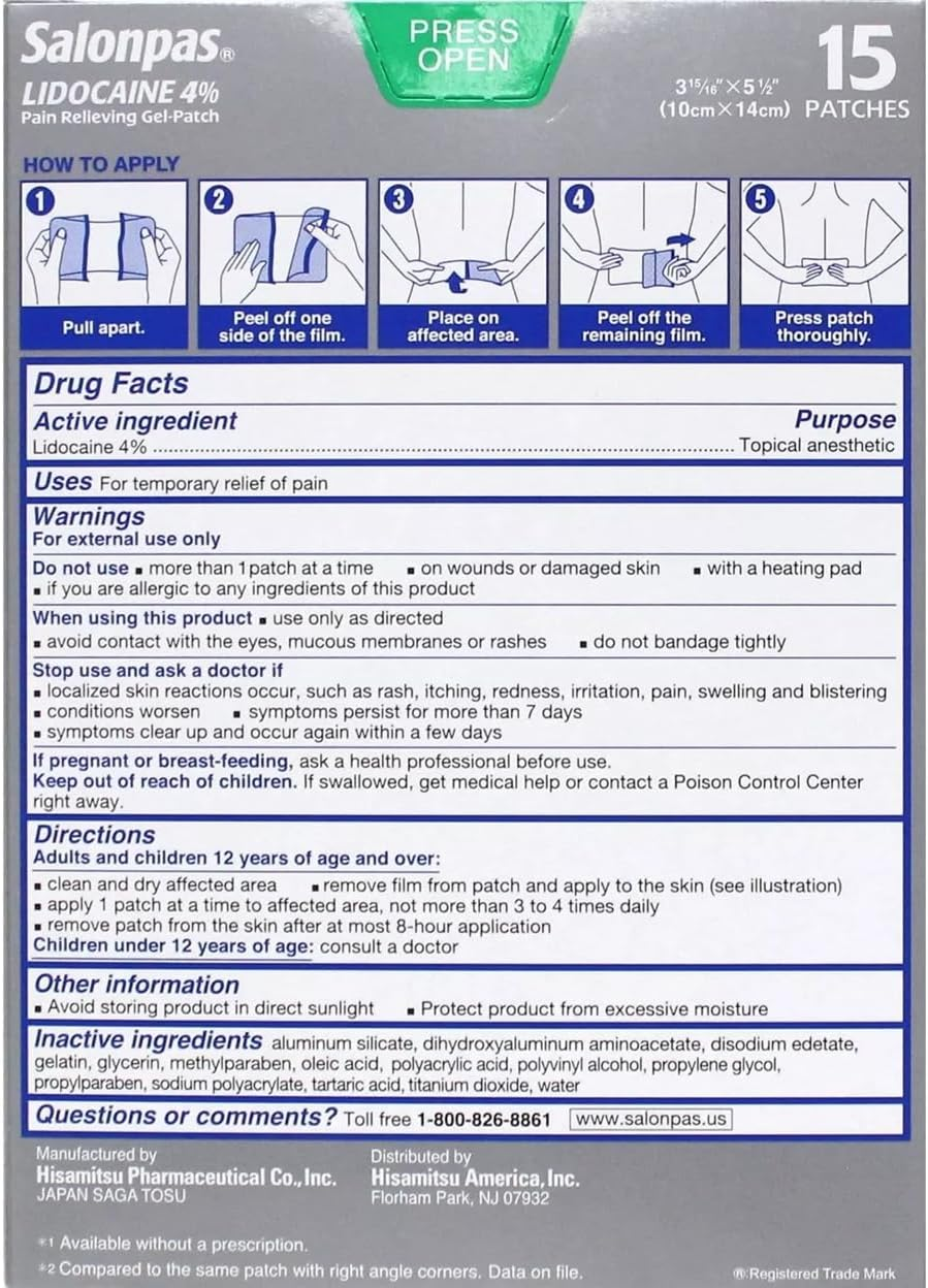Salonpas Salonpas Lidocaine Gel-Patch (15 Ct.), image number 3