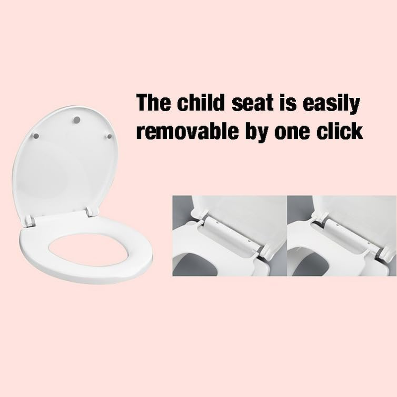 Pandaear Toilet Seat with Build-In Toddler Potty Training Seat, Elongated Toilet Seat with Splash Guard for Toddler Training, Easy to Install & Slow Close (Elongated) image number 2