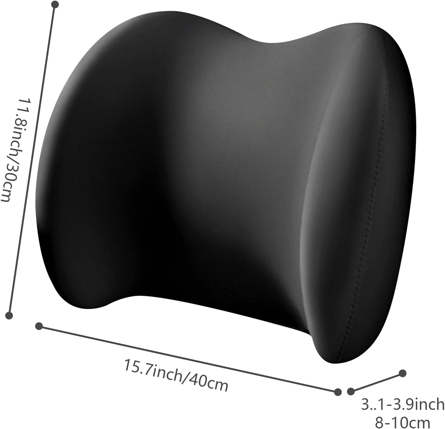 Lumbar Support Pillow for Car Seat Memory Foam Lower Back Support Cushion for Car Home Office Chair Driving Traveling Pillow with Strap for Back Pain Relief (Black) image number 1