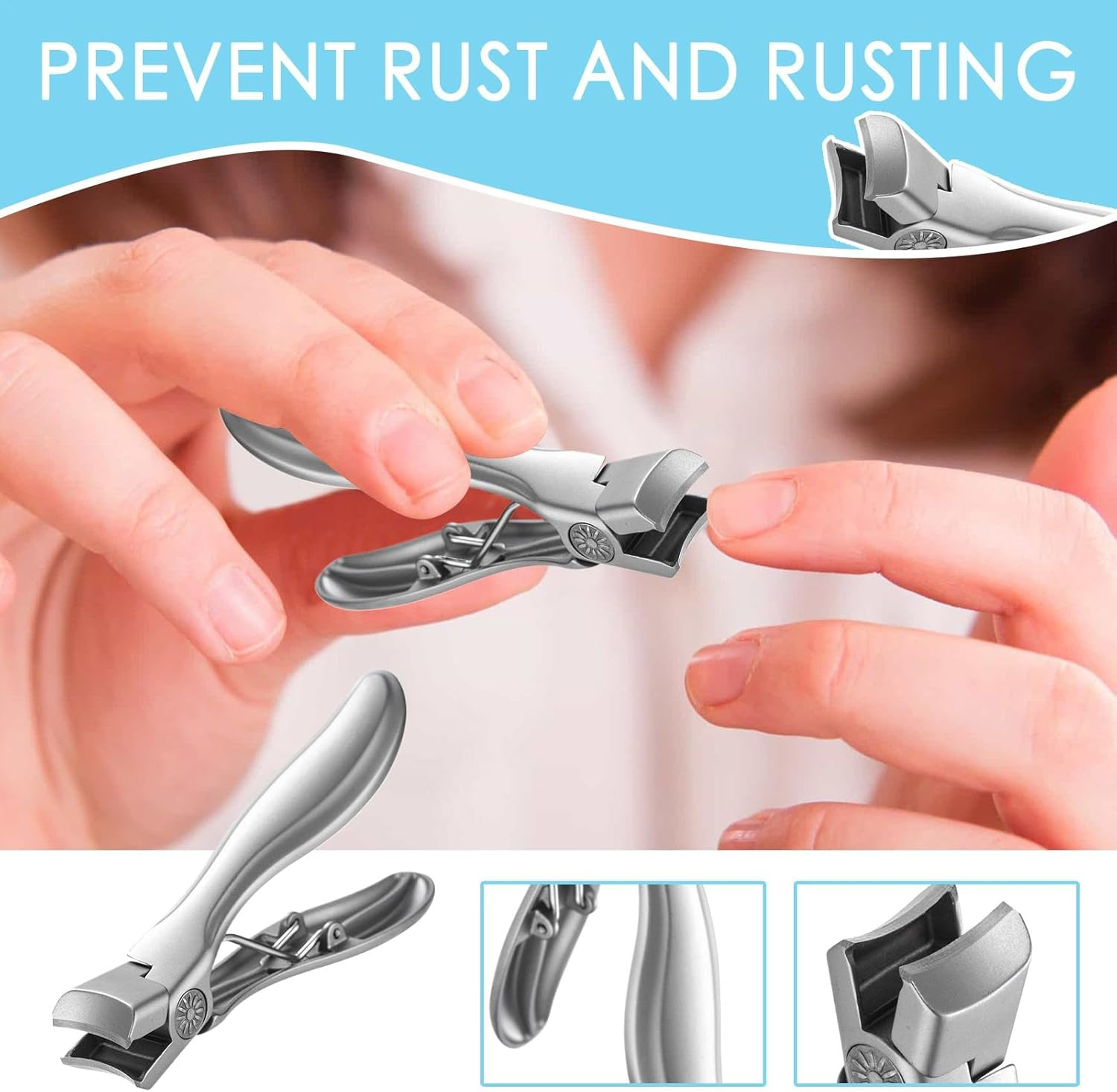 Quzente Wide Jaw Opening Nail Clippers,Heavy Duty Nail Clippers Wide Jaw Opening Toenail Clippers | Long Handle Fingernail Clippers No Splash Nail for Seniors image number 3