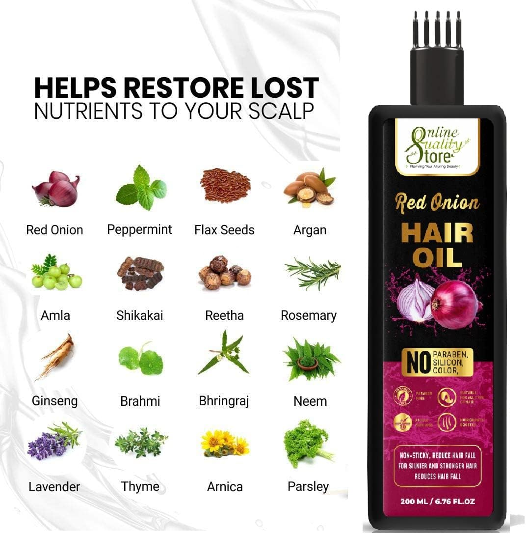 Online Quality Store Onion Hair Oil 200Ml for Hair Growth and Hair Fall Control - with Black Seed Oil Extracts |Hair Growth Oil| Reduces Hair Fall Oil/Serum for Complete Hair Treatment image number 1
