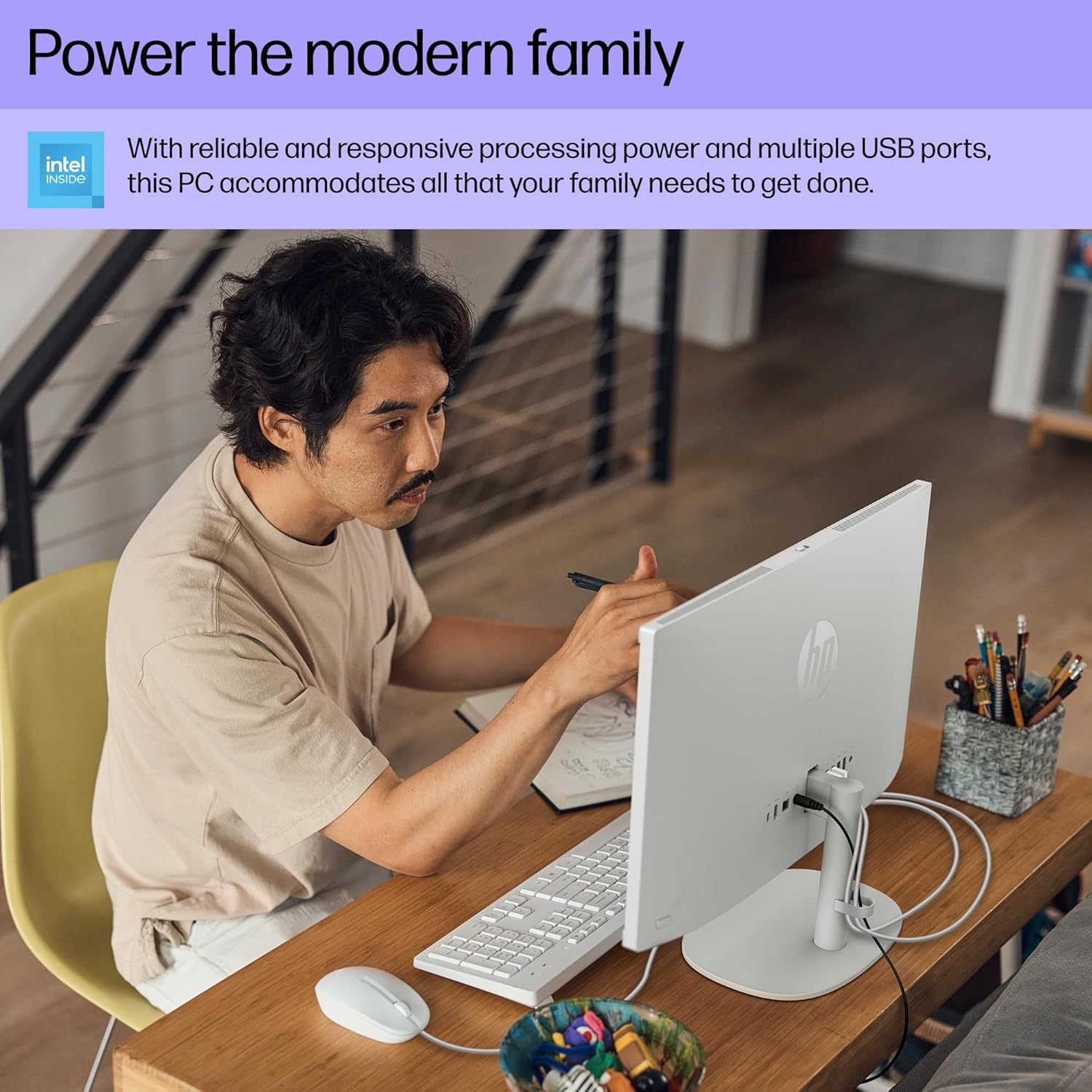 HP Omnistudio X All-In-One Desktop PC, 27" 4K IPS Display, Intel Core Ultra 5, Intel Arc Graphics, 8GB RAM, 512GB SSD, Windows 11 Home, B&O Audio, 5MP IR Camera, BD1E9PA image number 4