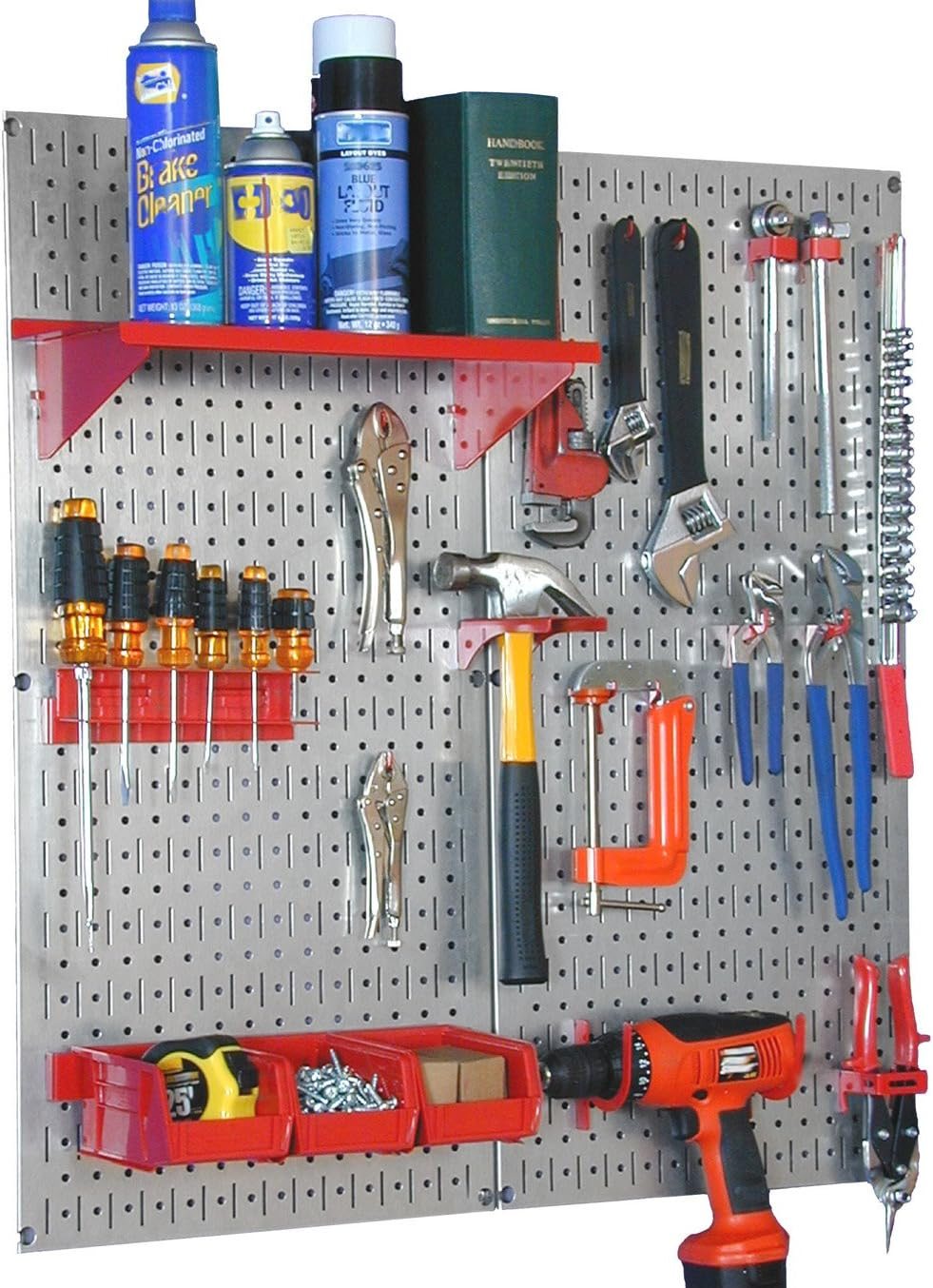 Wall Control 30-WGL-200 BB Metal Pegboard Utility Tool Organizer Storage Kit - Black Pegboard & Black Accessories
