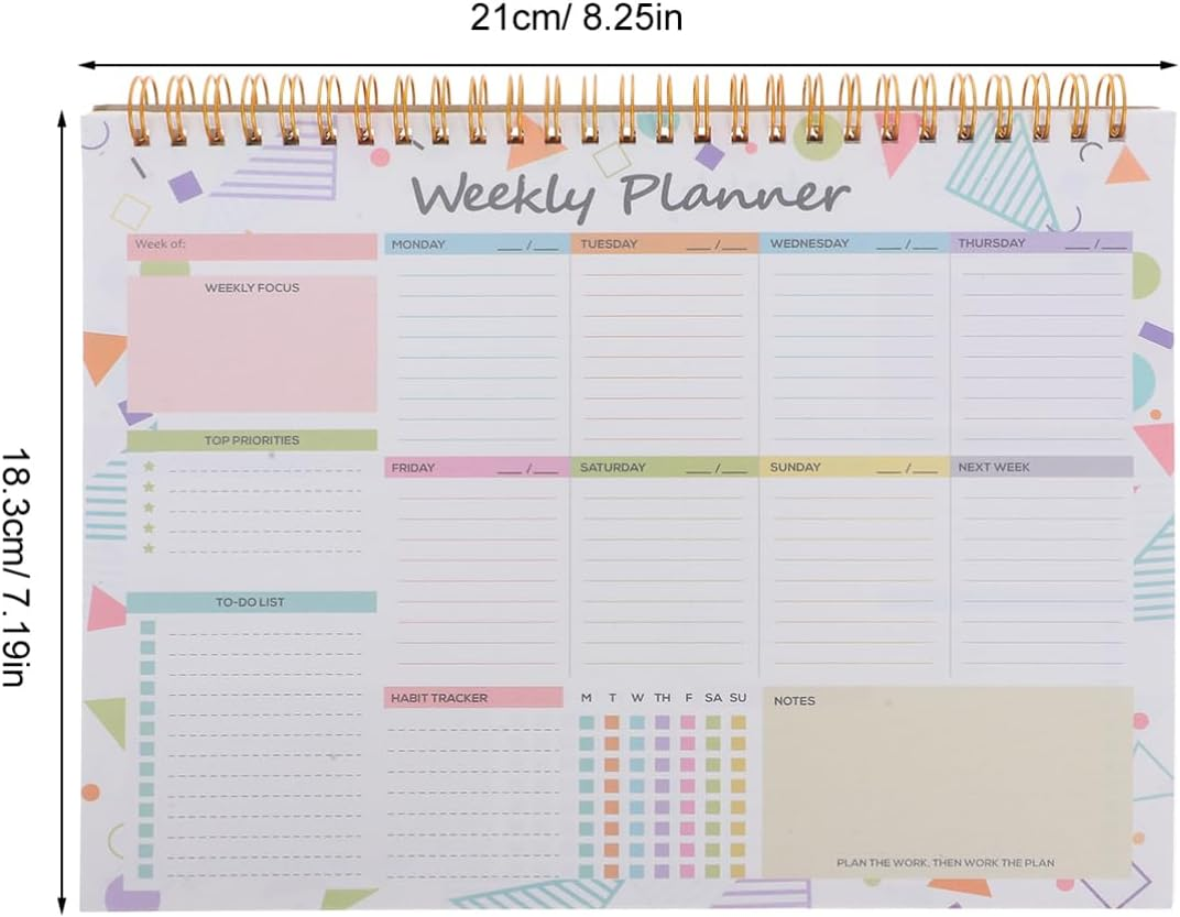 SEWACC Weekly Planner with Spiral Binding Weekly Notepad Projects Planner Notebook Week Planner Notebook