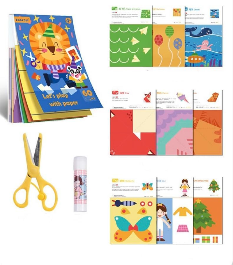 Paper Playtime: Easy Origami and Scissor Skills for Toddlers Creative Paper Crafts Paper Playtime: Origami and Scissor Skills for Toddlers for Kindergarten Kids | Color, Cut Out, Glue Made (Pink)