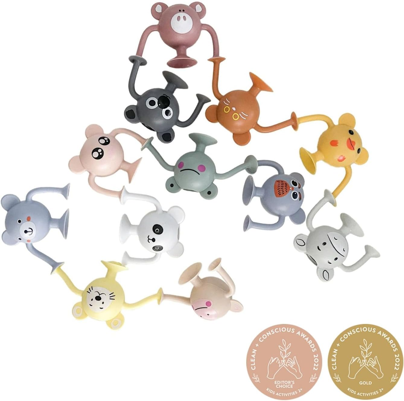 Cherub Baby Silicone Suction Baby, Kids and Toddler Squeeze Bath Toys, BPA Free, Dishwasher Safe, Water Toys for Bathtub &ndash; Entire Zoo Collection - Pastel - Pack of 12 image number 5