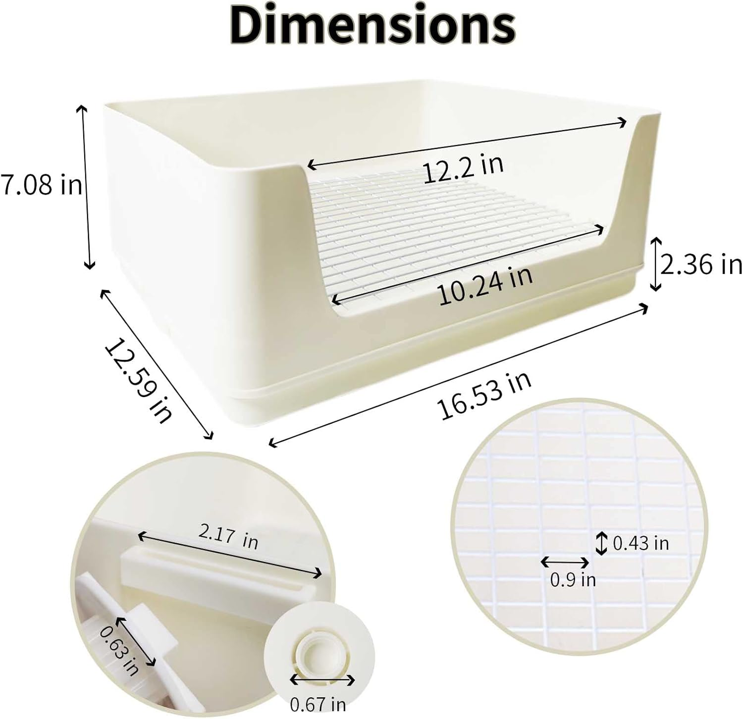 Fhiny Large Rabbit Litter Box for Cage, Plastic Guinea Pig Ltter Pan with 6 PCS Disposable Pee Pads Potty Trainer Corner Toilet Box for Bunny Guinea Pigs Ferrets Chinchillas Small Animals (White) image number 1