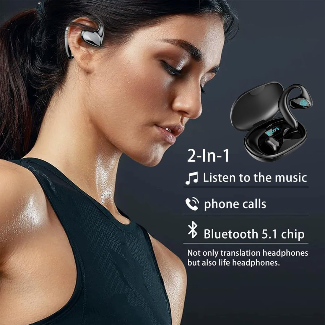 Meacode AI Translation Earbuds, AI Translation Earbuds Real Time with 156 Real - Time Languages for Business, Learning & Travel (Black) - White image number 5