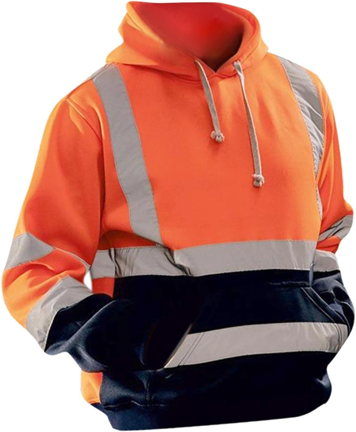 Amagogo High Visibility Safety Sweatshirt with Pocket and Reflective Strips, Hooded Pullover, S-5XL, Orange M image number 2