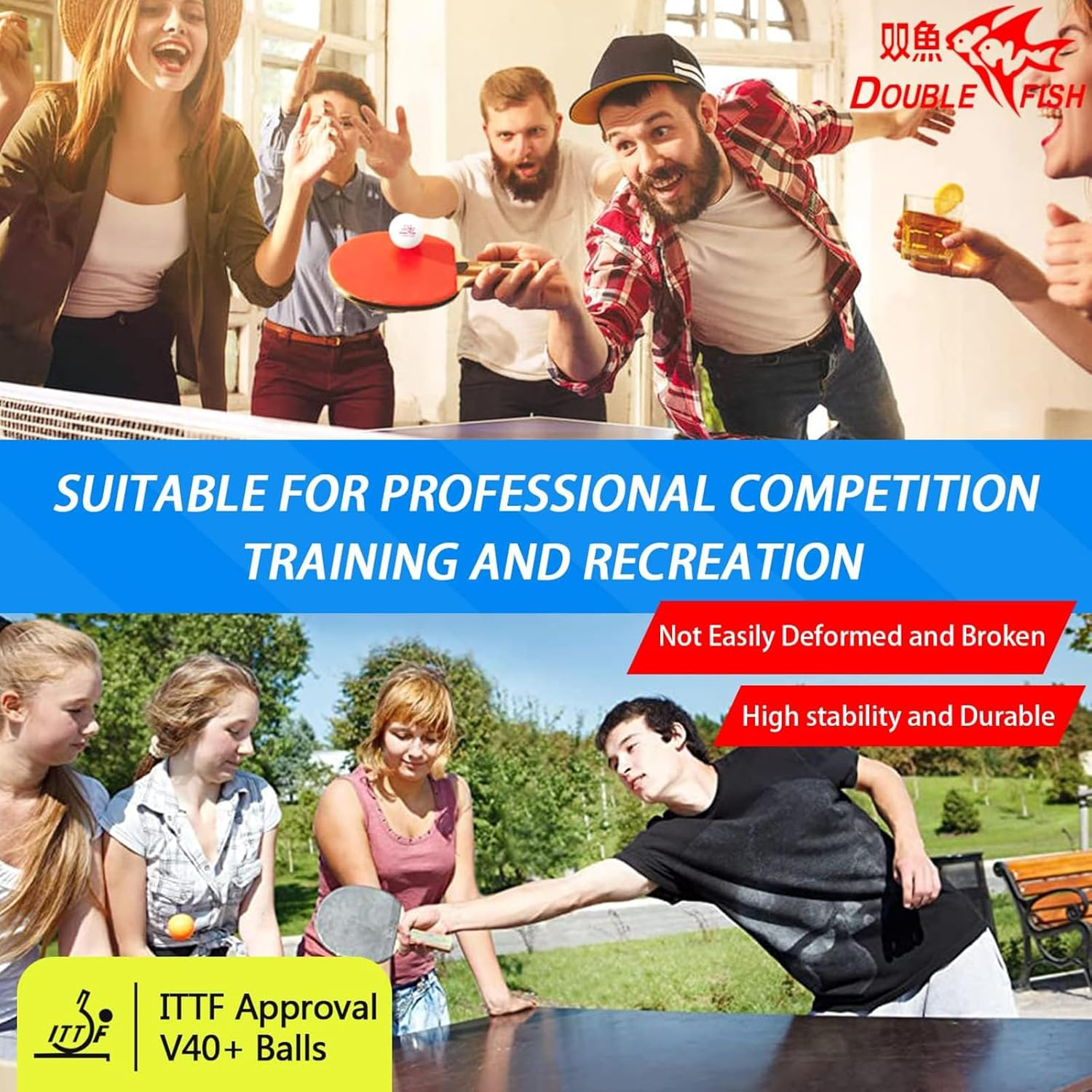 DOUBLE FISH Ping Pong Balls White ITTF Approval Professional 3-Star Ping Pong Ball WTT Smash Offical Table Tennis Balls 40+ABS Training Balls Liu Shiwen Training Competition image number 2