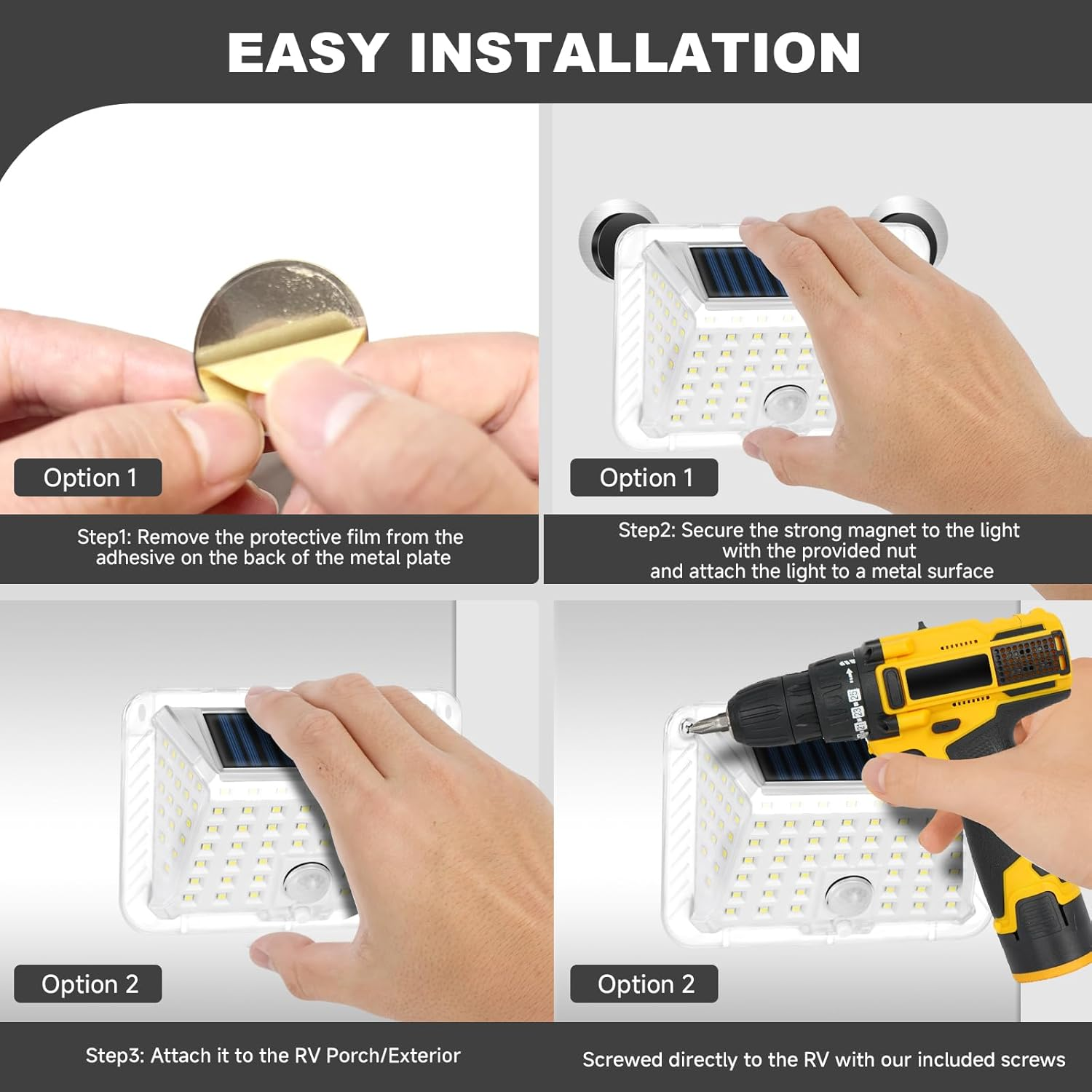 EJYTRVT Magnetic RV Solar Lights with Motion Sensor | Exterior & Outdoor Lighting for Camper, Trailer, 5Th Wheel, Truck (2 Pack) image number 1