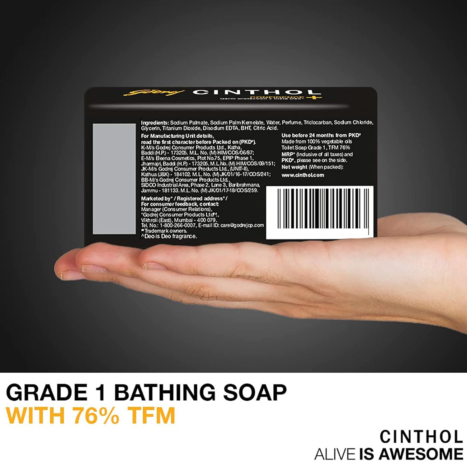 Cinthol Confidence+ Bath Soap, Germ Protection & Insta Deo, 125G (Pack of 3, 75G Free) image number 5