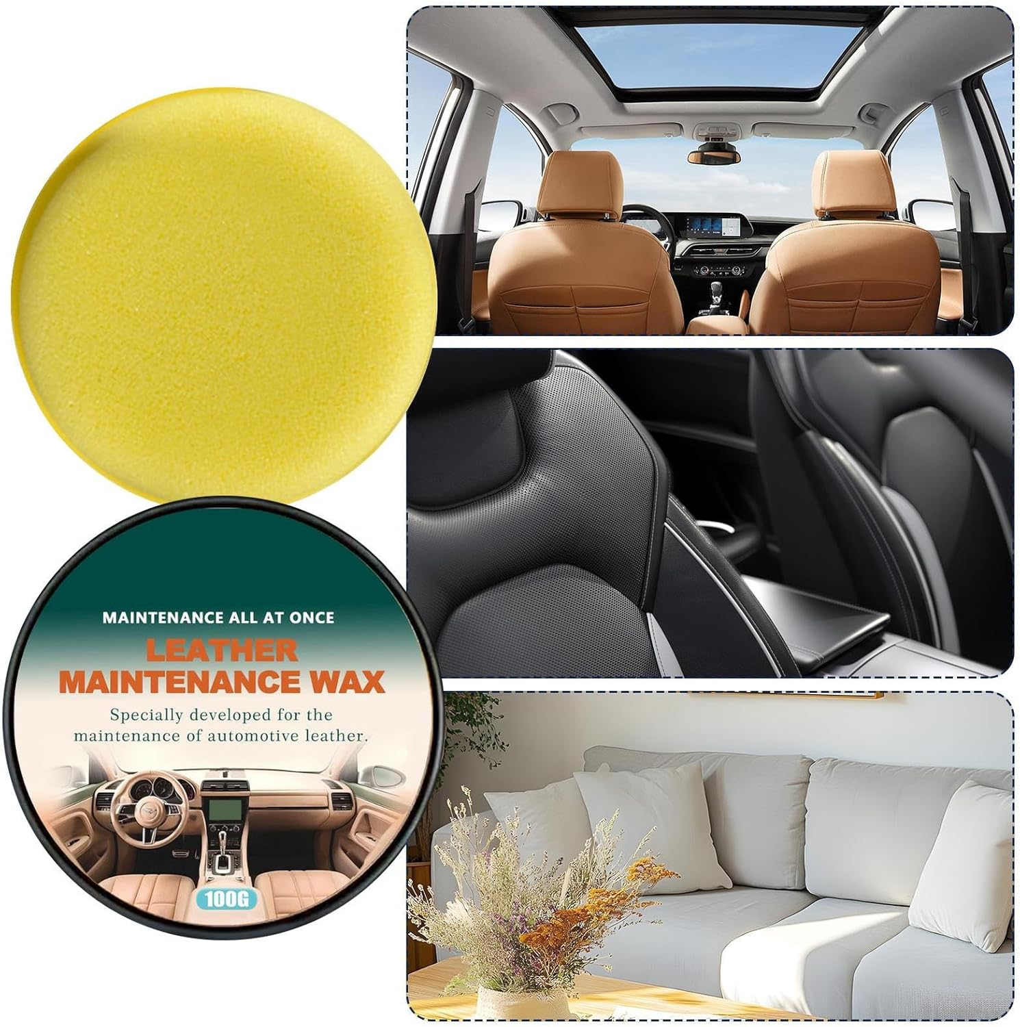 Car Interior Restorer | Car Interior Scratch Remover - 100G Automotive Wax Safe Long Lasting Cleaner Coating Paste Detailing Supplies for Wheel image number 4