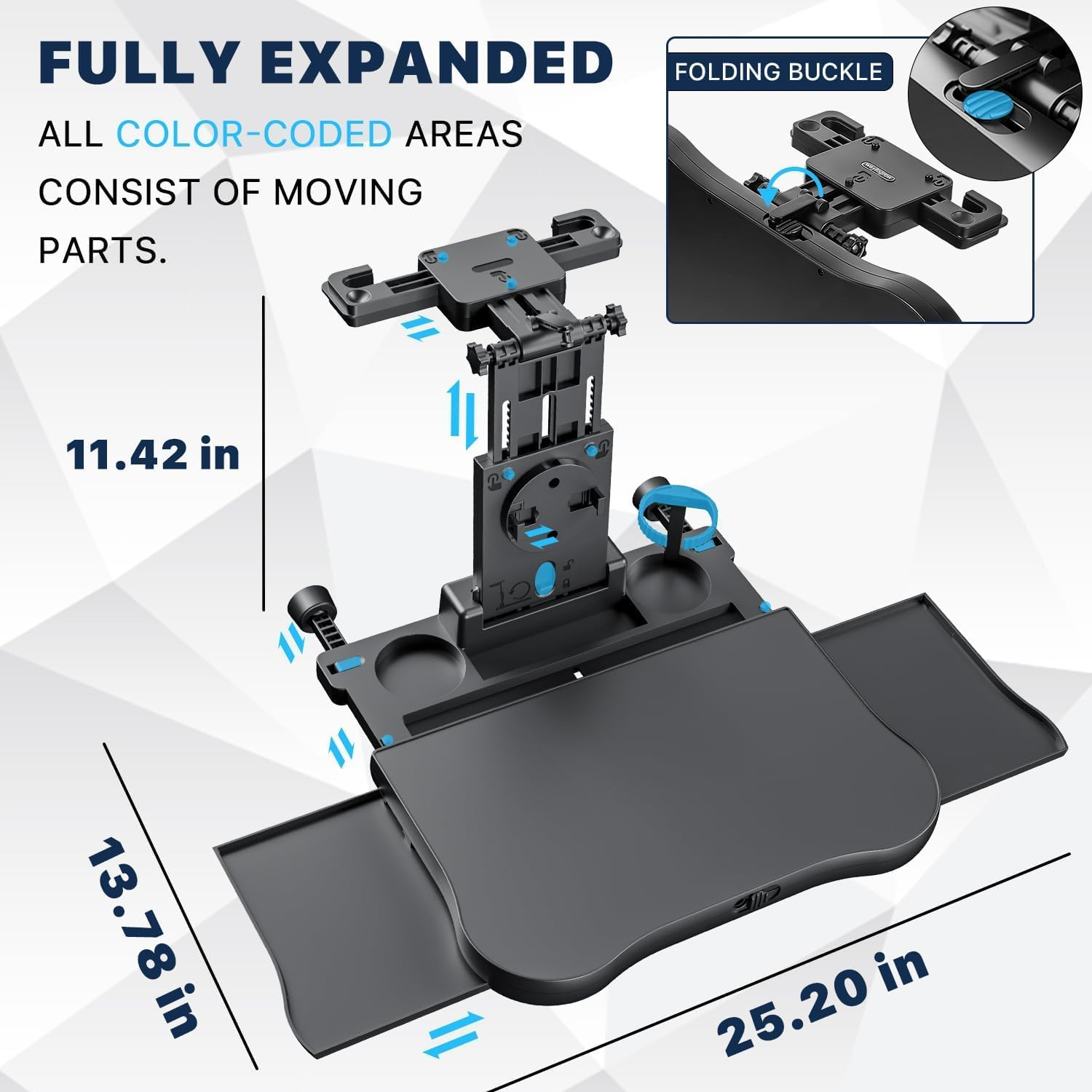 Car Back Seat Tray Table, Stable Foldable Auto Backseat Food Trays Desk for Rear Passenger Road Trip Eating & Work, Multifunctional Adjustable Travel Tray with Phone Drink Holder for Laptop Ipad image number 3