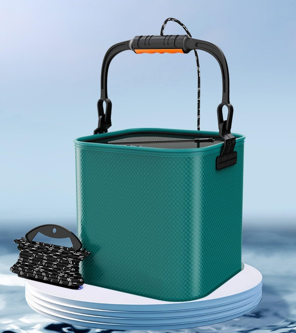 YAOYAOLING Collapsible Bait Bucket,Eva Fish Bucket,Portable Fishing Water Pail for Camping Traveling Hiking Fishing Boating Gardening with 6 Meters Rope image number 6