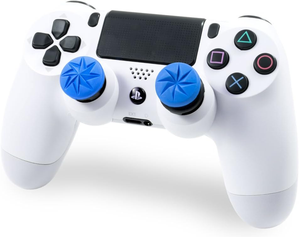 Kontrolfreek FPS Freek Edge for Playstation 4 (PS4) and Playstation 5 (PS5) | Performance Thumbsticks | 1 High-Rise Convex, 1 Low-Rise Convex | Blue image number 1