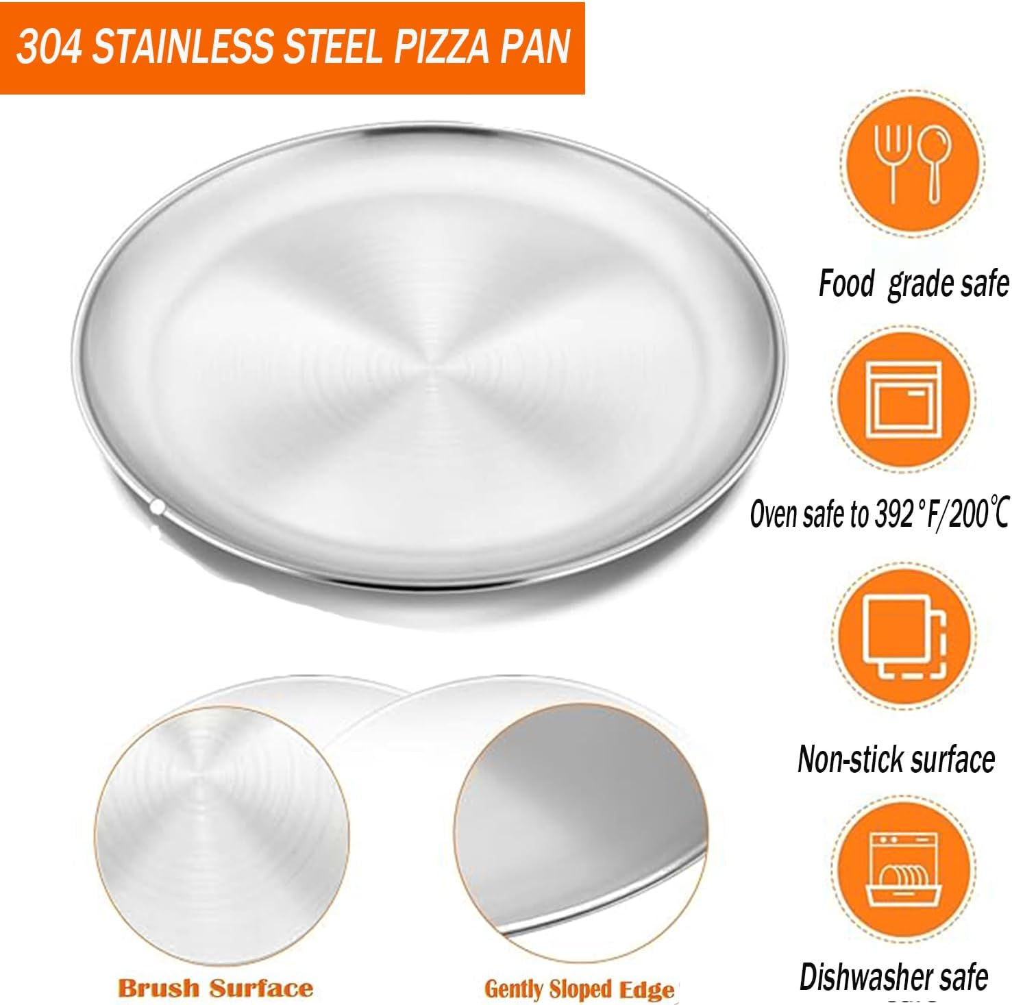 Lxcshljx 4Pcs Pizza Tray, 12 Inch Pizza Baking Pan, Stainless Steel Pizza Serving Tray, Nonstick Pizza Oven Tray, Pizza Baking Sheet, Crisper Bakeware, Pizza Cooking Plate for Roasting Pie Cake Cookie