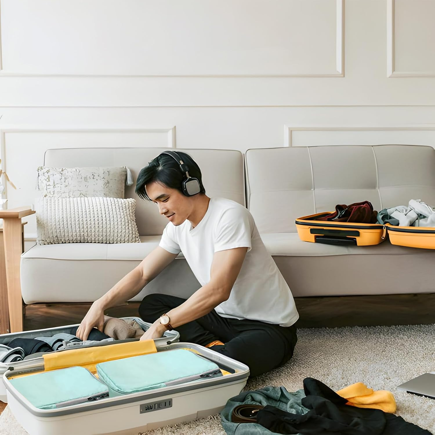 Compression Packing Cubes, 4 Set Travel Packing Cubes for Carry on Suitcases, Packing Cubes for Carry on Luggage & Travel Storage Bags for Luggage, Packing Organizers (Turquoise) image number 5