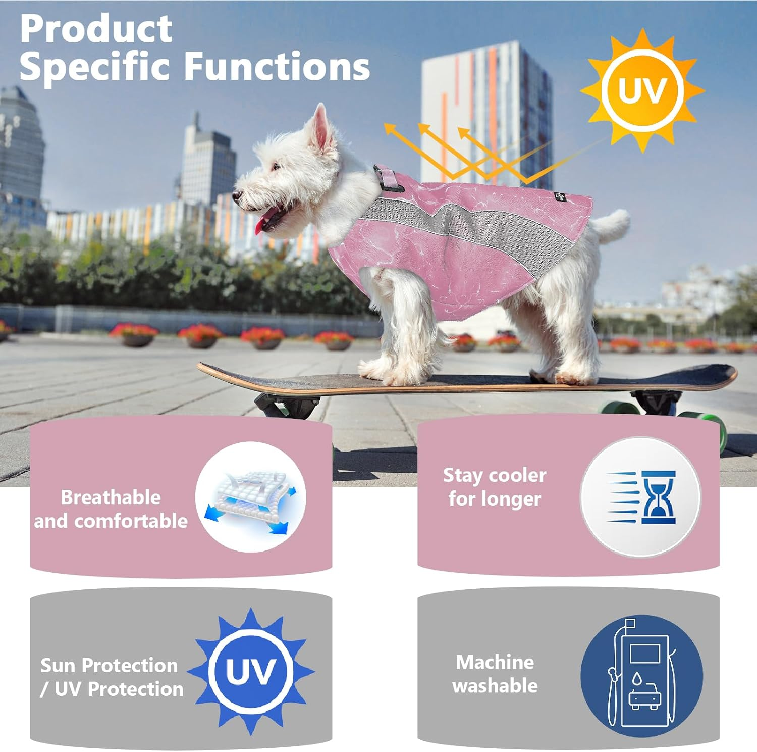 TOPSOSO Cooling Vest for Dogs, Cooling Vest Dog Pets with Safety Reflective Stripes Adjustable Zip, Effective Dog Cooling Vest for Dogs Outdoor Training and Camping (Pink, L) image number 2