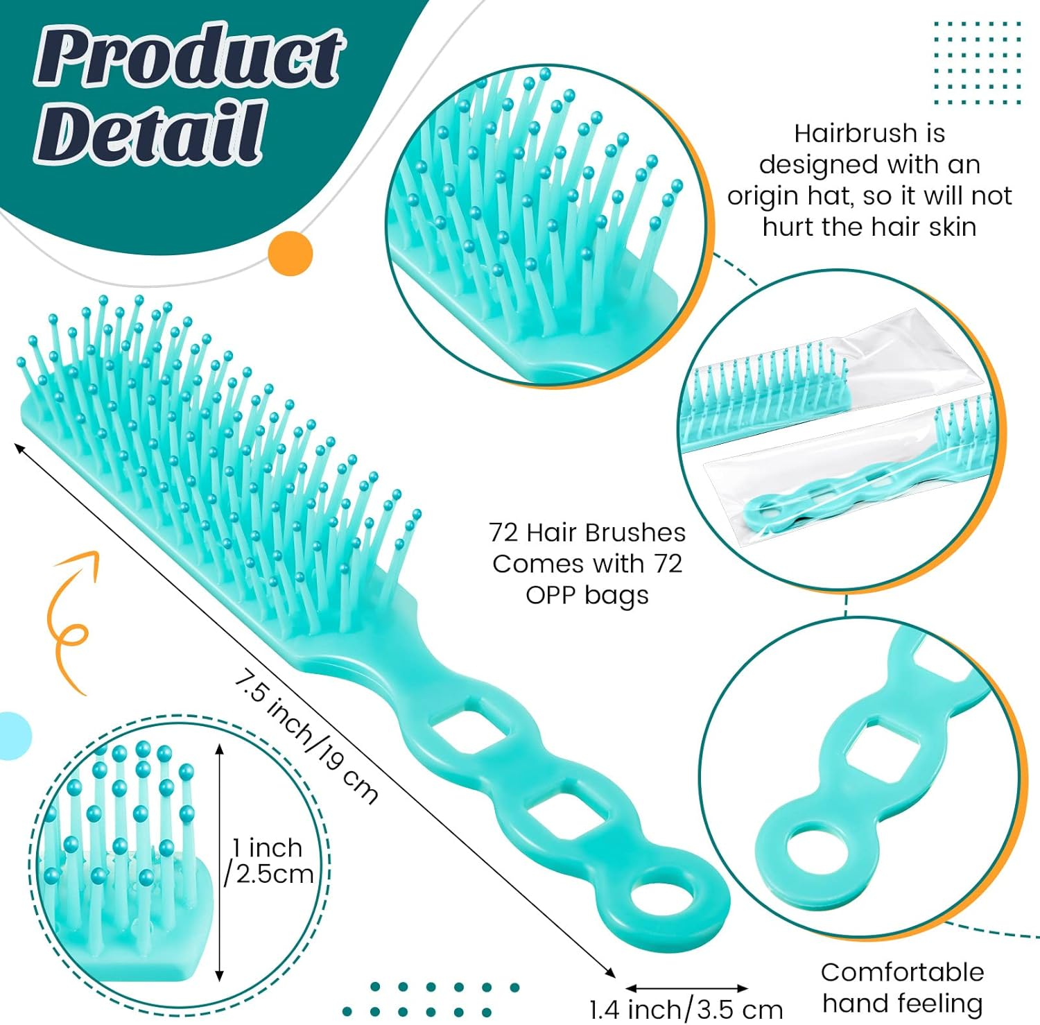 Lauwell 72 Pcs Hair Brushes in Bulk for Homeless, Hair Brush Bulk Nylon Bristles Brush Vent Hair Brush for Curly Wavy Hair Blow Drying Separating Styling Detangling Suitable for Travel Shelter Hotel image number 3