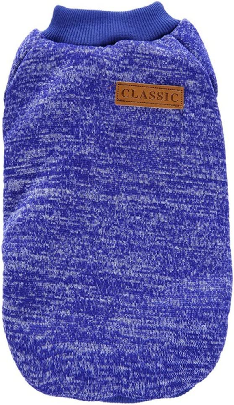 CHBORLESS Pet Dog Classic Knitwear Sweater Warm Winter Puppy Pet Coat Soft Sweater Clothing for Small Dogs (M, Dark Blue) image number 4